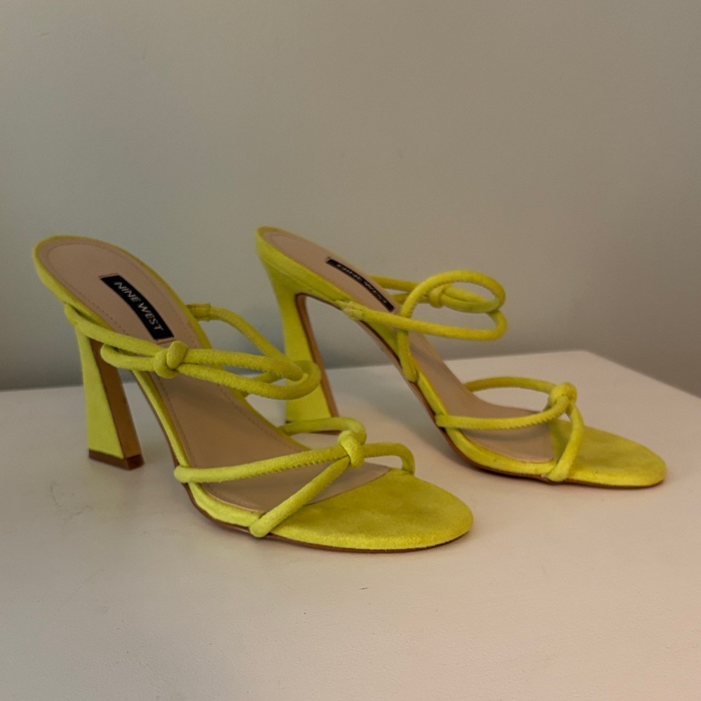 Nine West Bright Yellow Strappy Heels
